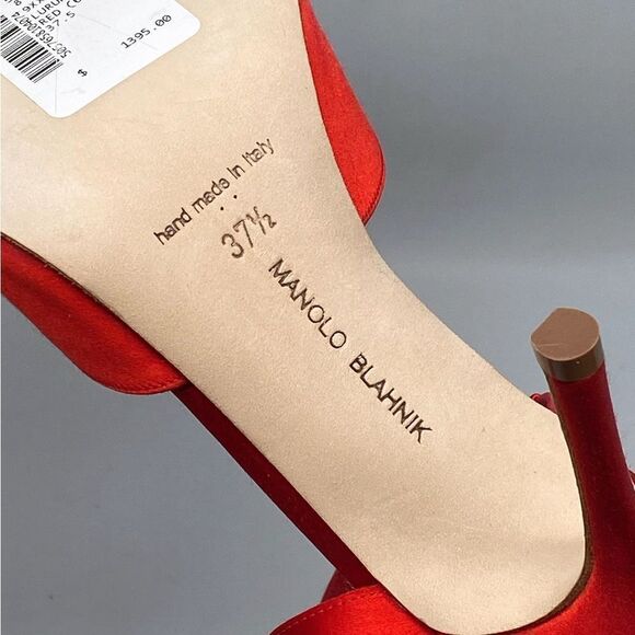 Manolo Blahnik Lurum 90MM Embellished Satin Mules size 37.5 - Picture 16 of 16